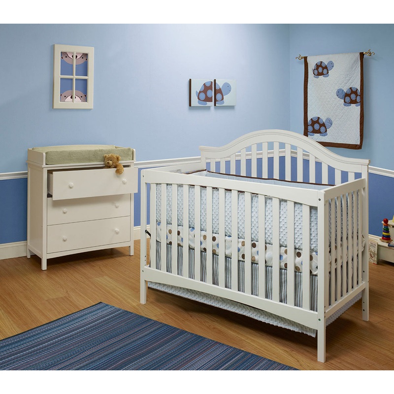 SB2 Lynn 2 Piece Nursery Set in White – Crib & Simple 3 Drawer Dresser