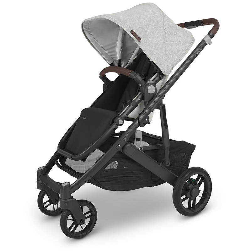 UPPAbaby Cruz V2 – Anthony – White and Grey Chenille/Carbon Frame/Chestnut Leather