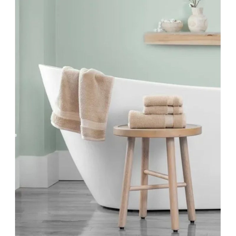4-Piece Cotton Hand Towel and Wash Cloth Set in Oxford Tan