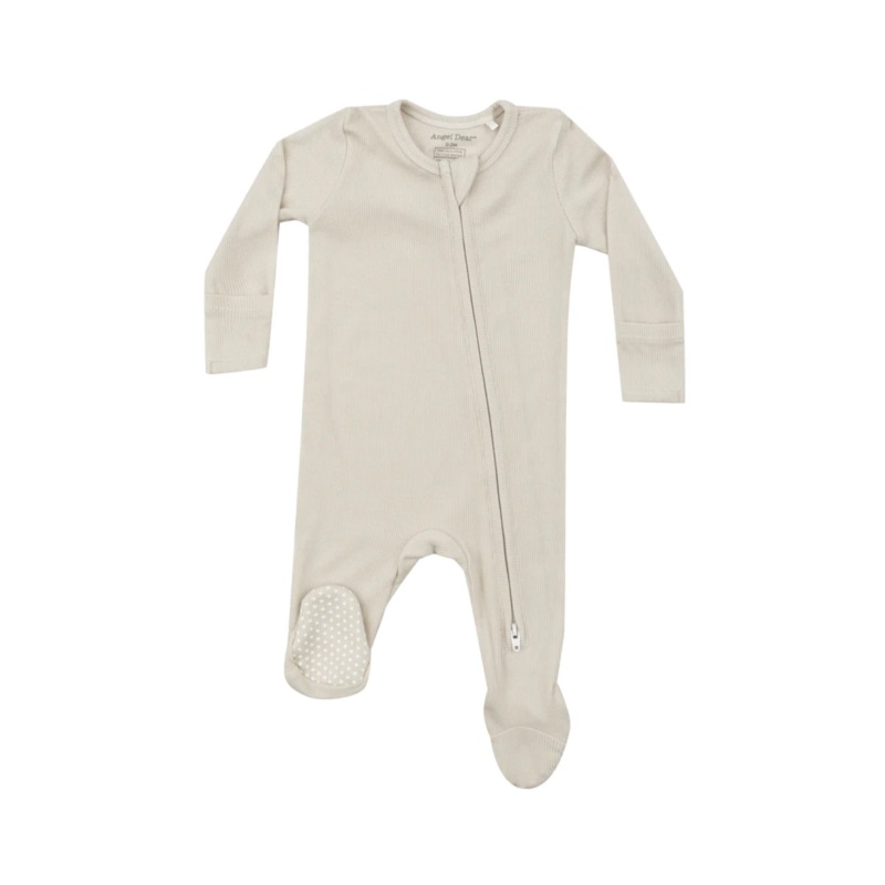 Ribbed 2 Way Zipper Footie – Solid Birch