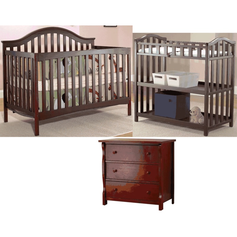 SB2 Lynn 3 Piece Nursery Set in Merlot – Crib, Princeton 3 Drawer Dresser & Dressing Table