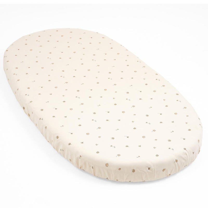Stokke Sleepi Crib/Bed Fitted Sheet – Flower Ecru