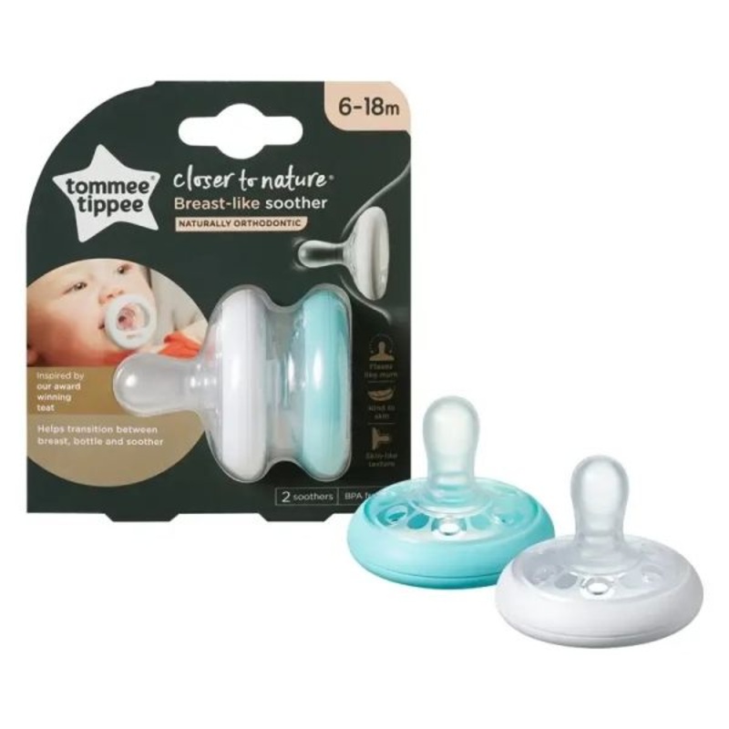 Tommee Tippee Closer to Nature Silicone Soother Breast-Like 6-18m (2pcs)