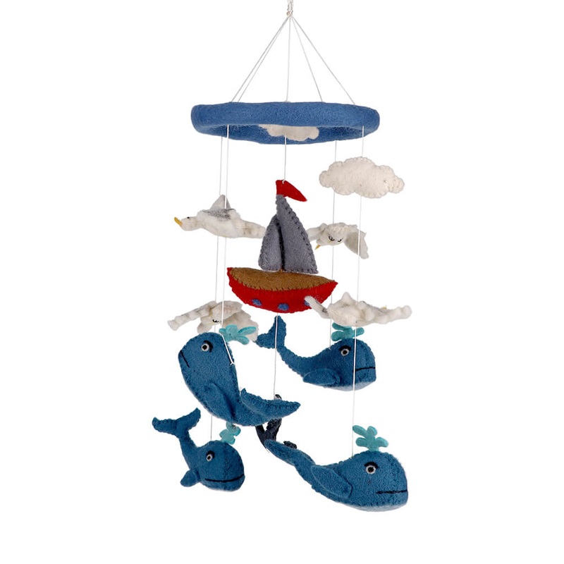 Whale and Sailboat Mobile