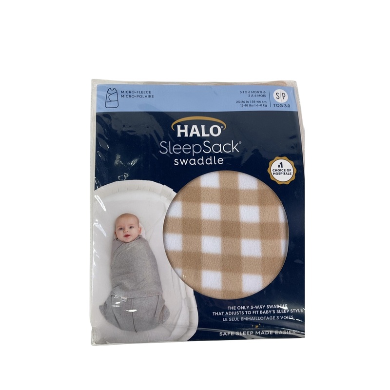 Halo SleepSack Swaddle, Small, Tan Gingham
