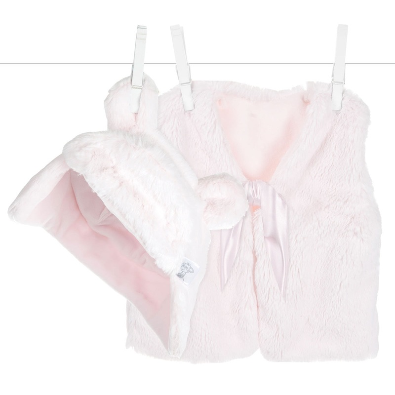 Little Giraffe Fun Fur Trapper Hat & Vest – Pink (12-18 Months)