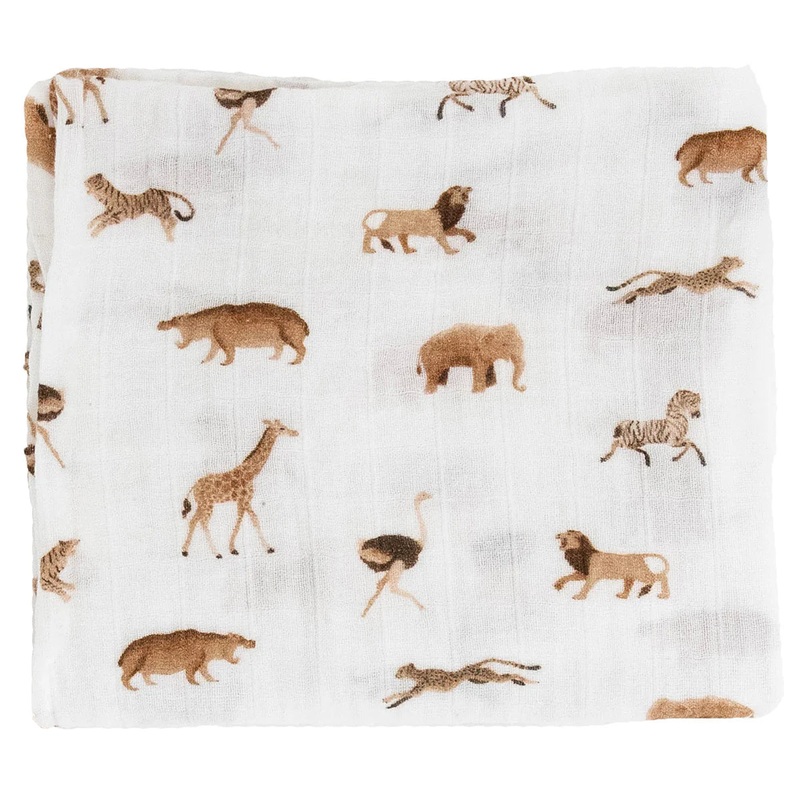 Little Unicorn Cotton Muslin Swaddle, Animal Crackers