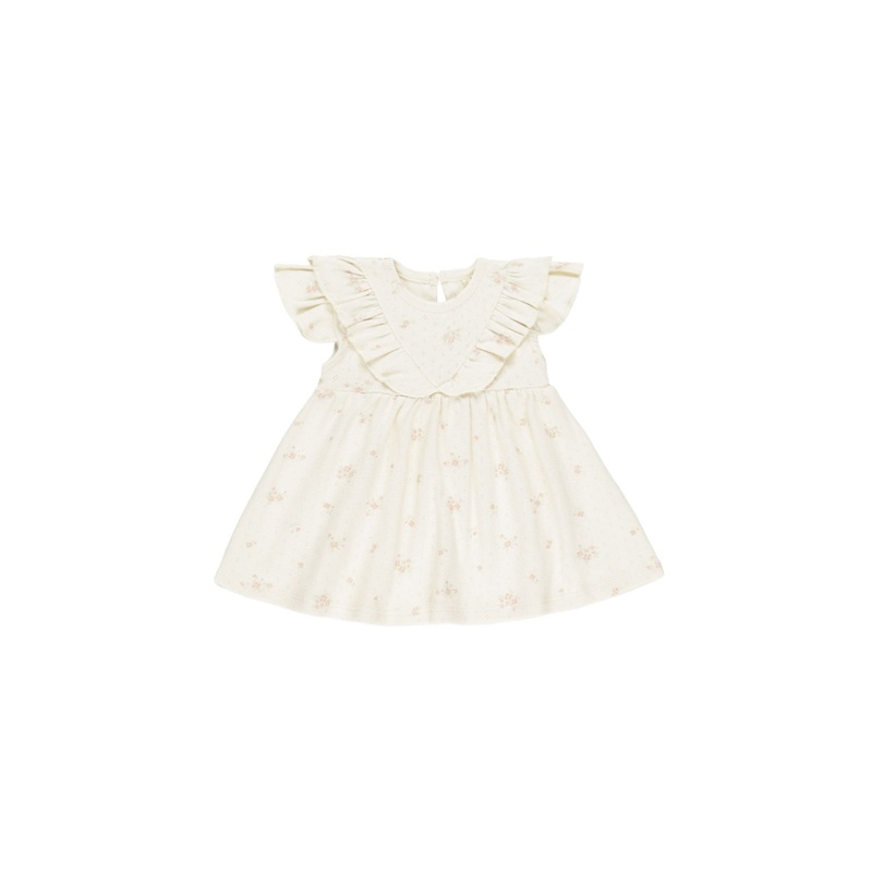Quincy Mae Sleeveless Ruffle V Dress – Pink Ditsy