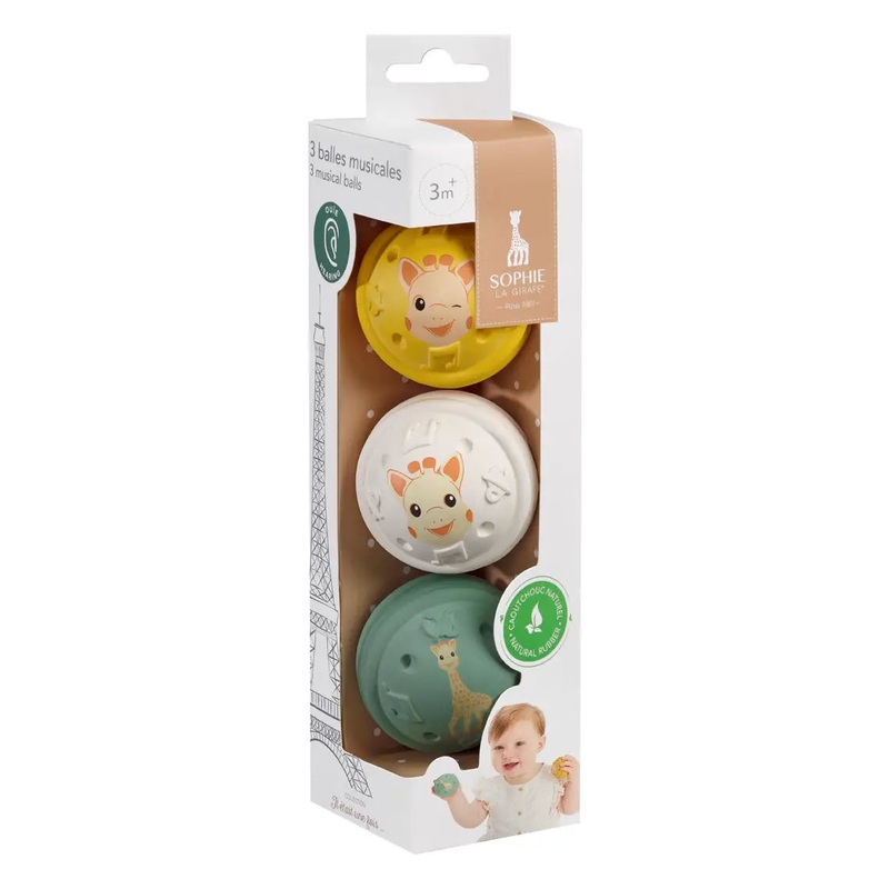 Sophie la Girafe 3 Balles Musicales-Light and Flexible Sound Balls