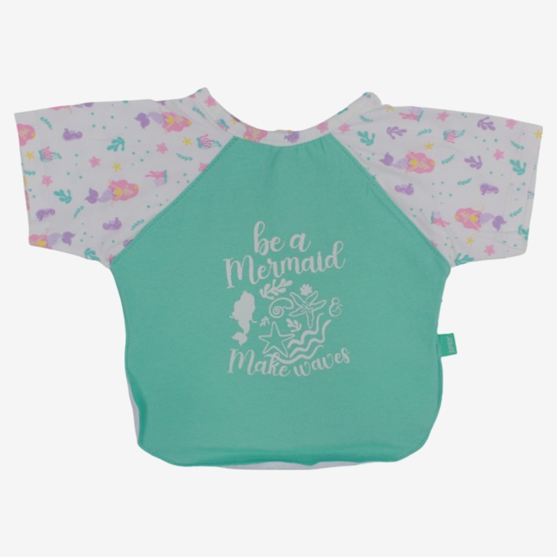 Baby Cotton Bib  Aqua with Mermaid Design