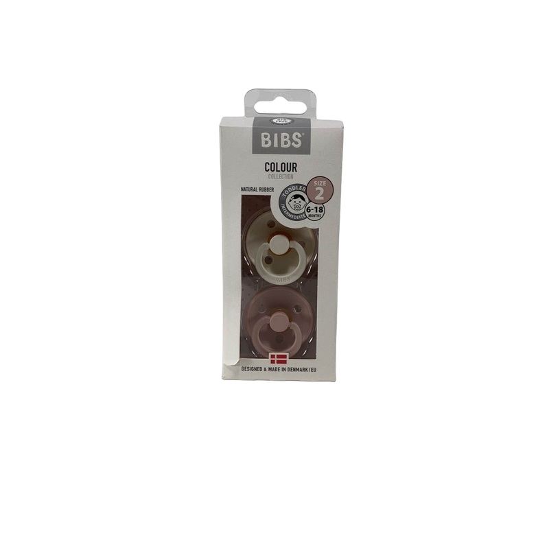 BIBS 2-Pack Pacifiers, Colour Collection, Size 2, Ivory/Blush