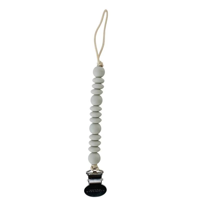 Chewable Charms Grace Pacifier Clip – Mist Grey