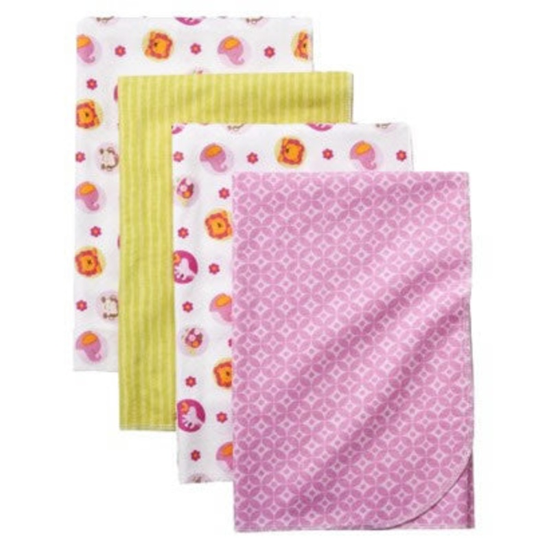 Kids Line Tiddliwinks Sweet Safari 4PK Receiving Blankets