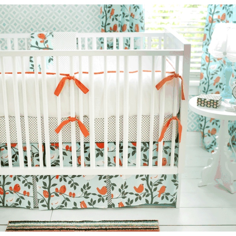 New Arrivals Feather Your Nest in Aqua 2 Piece Baby Crib Bedding Set