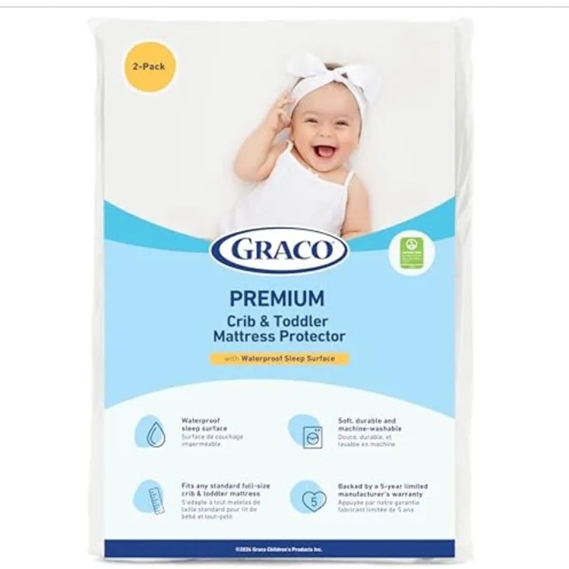 Premium Waterproof Crib and Toddler Mattress Protector 2 Pack