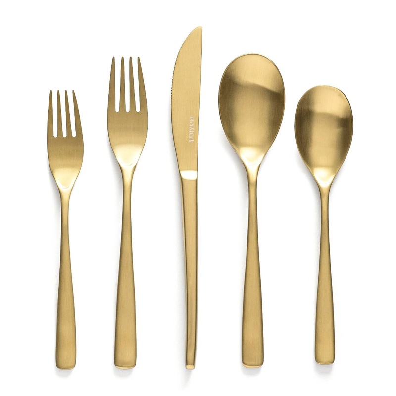 20pc Curved Flatware Set Matte Gold, Service for 4