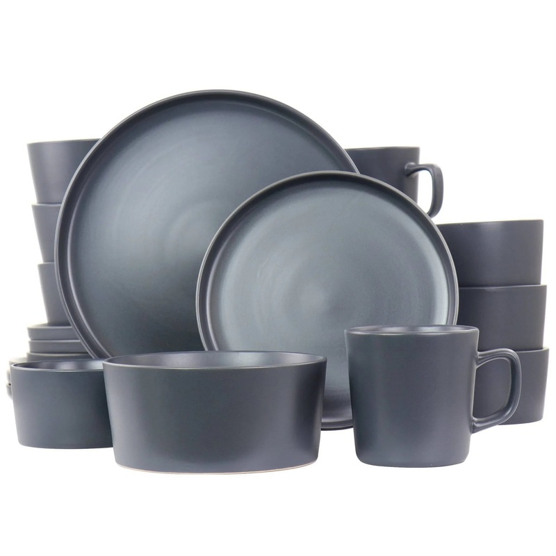 20pc Stoneware Luxmatte Dinnerware Set – Dark Gray