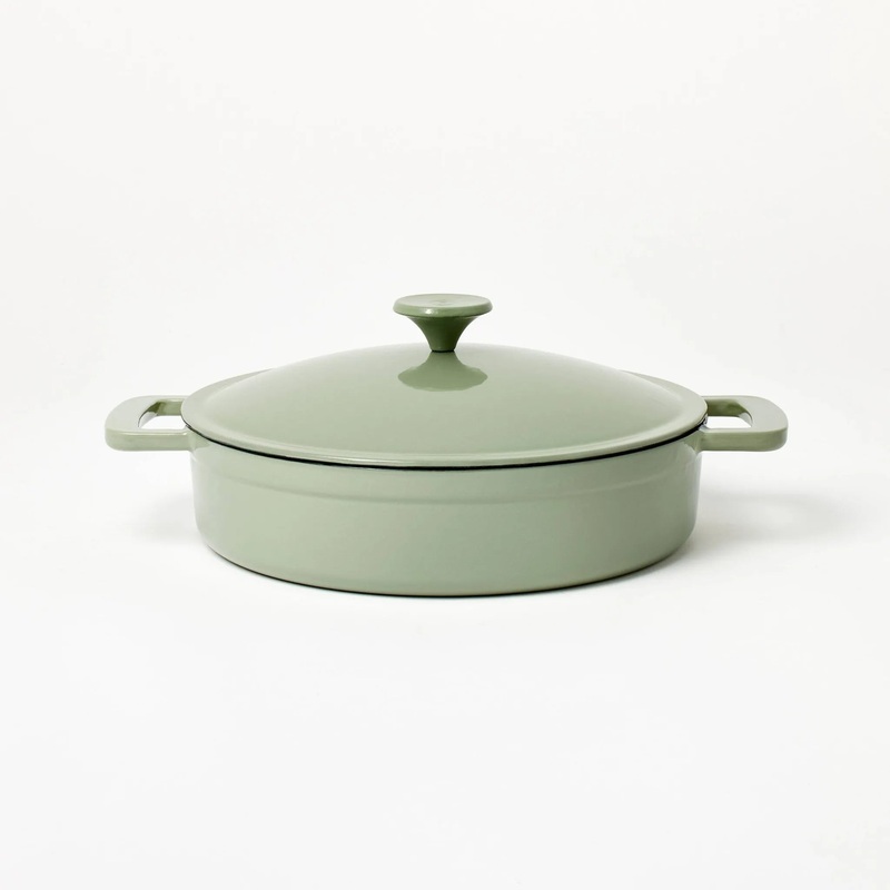 3.5qt Enamel Braiser Sage Green