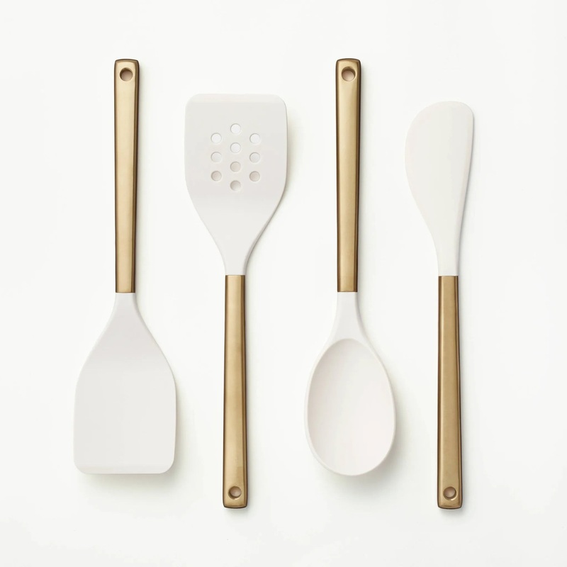 4pc Stainless Steel/Nylon Kitchen Utensil Set Champagne – :  Utensils, Cooking Spatula & Spoon, Dishwasher-Safe