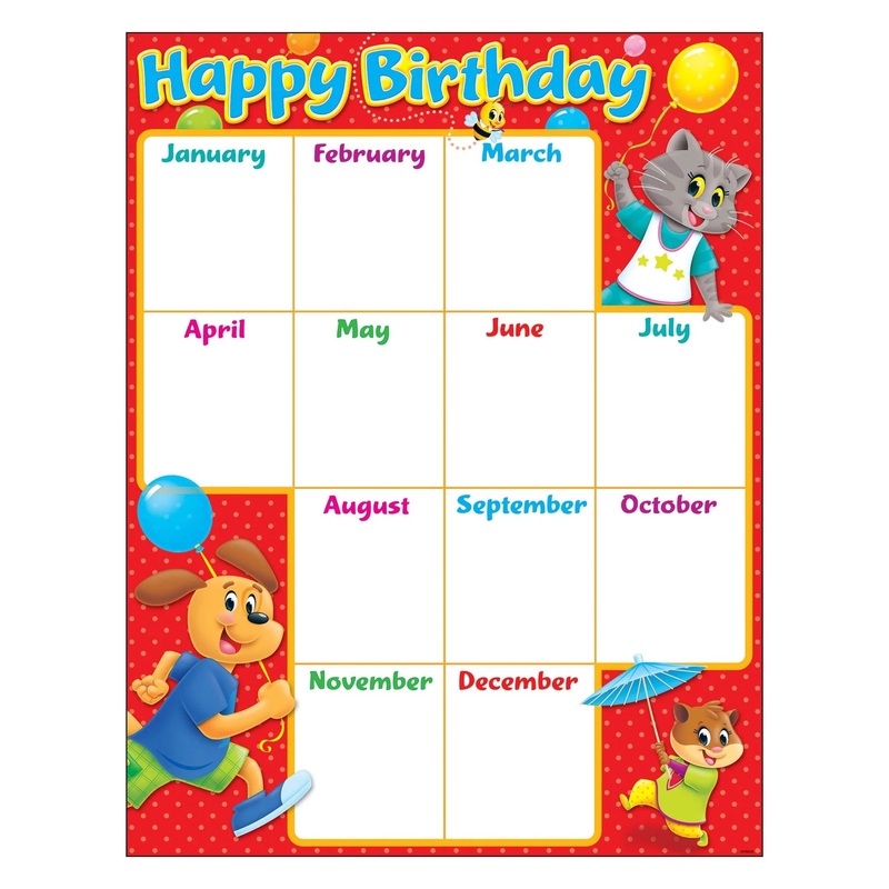 Birthday Playtime Pals Learning Chart