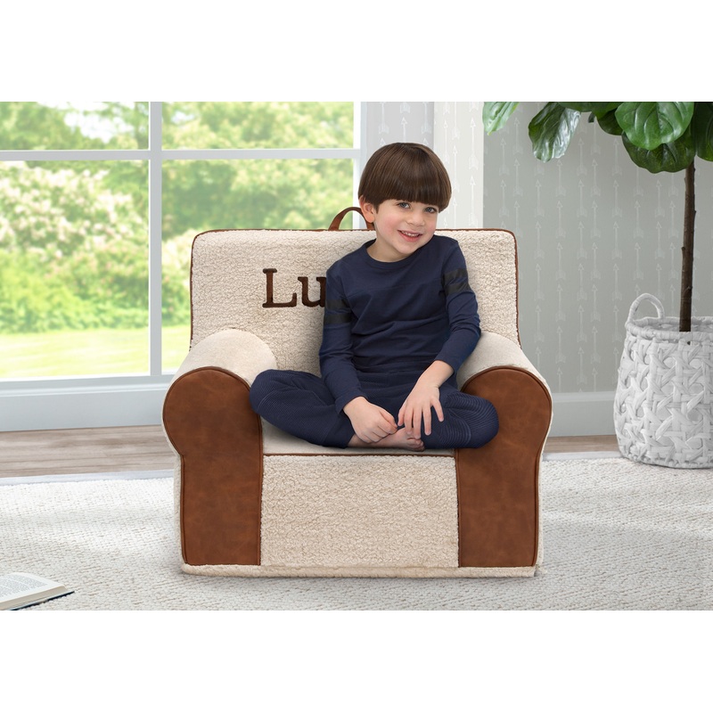 Personalized Deluxe Cozee Sherpa and Faux Leather Chair for Kids