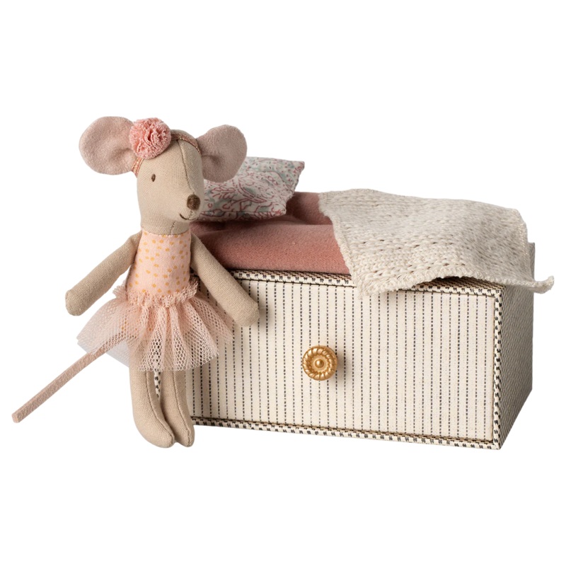 Maileg Little Sister Mouse In Daybed