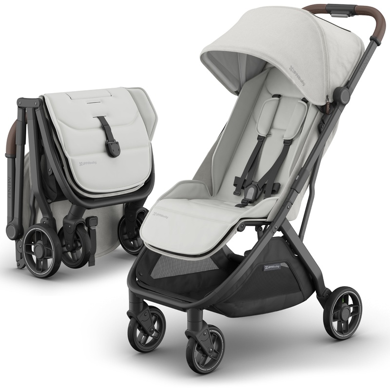 UPPAbaby Minu V3 Compact Stroller – Savannah (Pearl Gray Melange / Carbon Frame / Chestnut Leather)