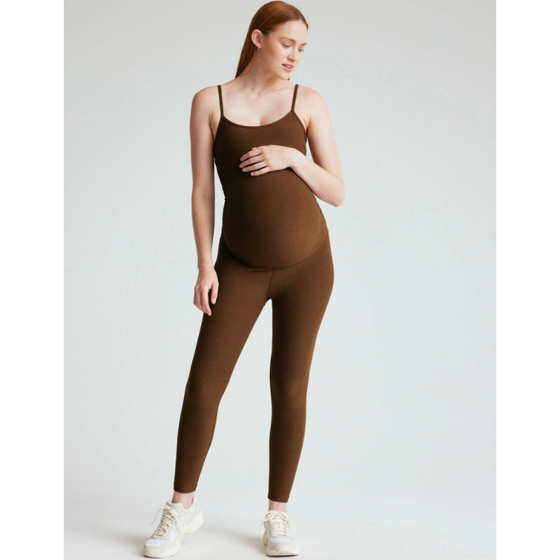 Spacedye Uplevel Maternity Jumpsuit – Bold Mocha Heather
