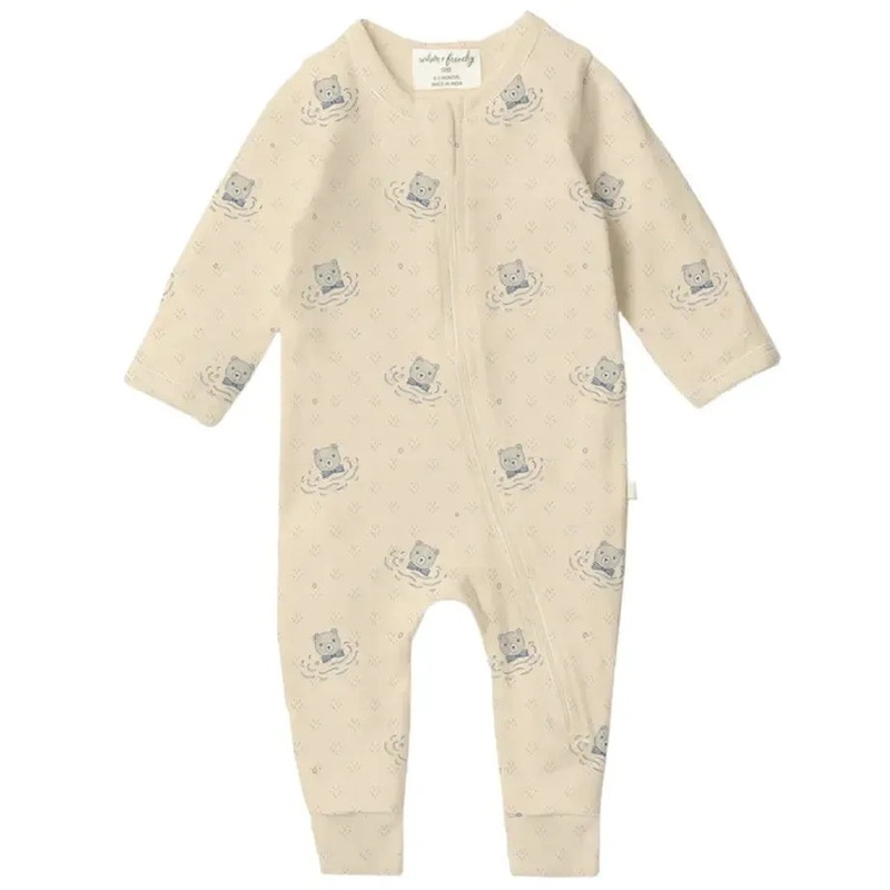 Wilson + Frenchy – Organic Pointelle Zip Romper – Little Bear