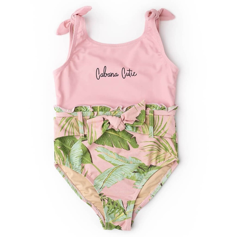Shimmer Belt One Piece Swimsuit Cabana Palms