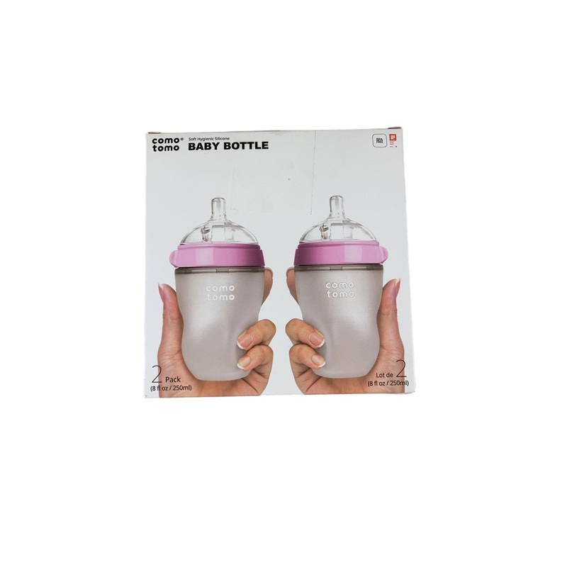 Comotomo Bottles 2 Pack, Pink, 8 ounce