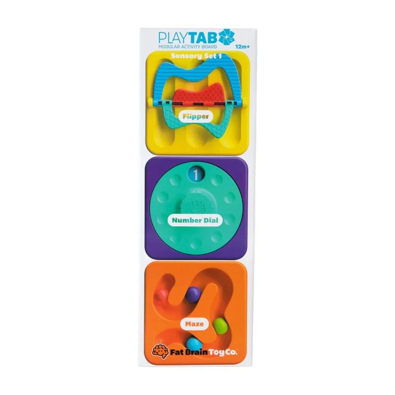Fat Brain Toys PlayTab Sensory Set 1 (Flipper, Number Dial, Maze Tile)