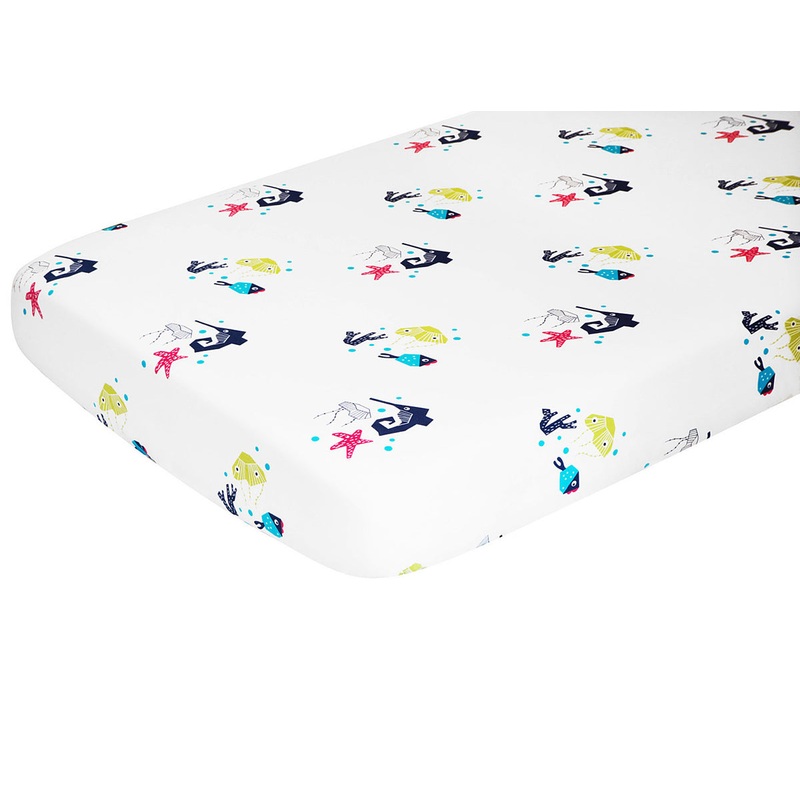Nursery Works Oceanography Organic Cotton Percale Sheet – Sea Animals