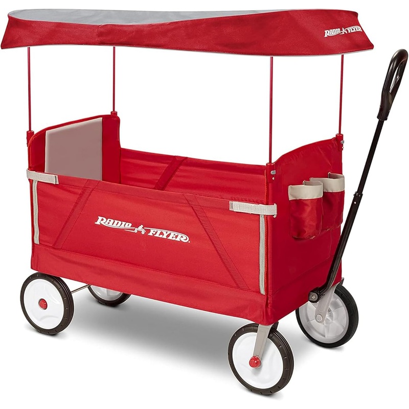 Radio Flyer 3-in-1 EZ Fold Wagon With Canopy, Red