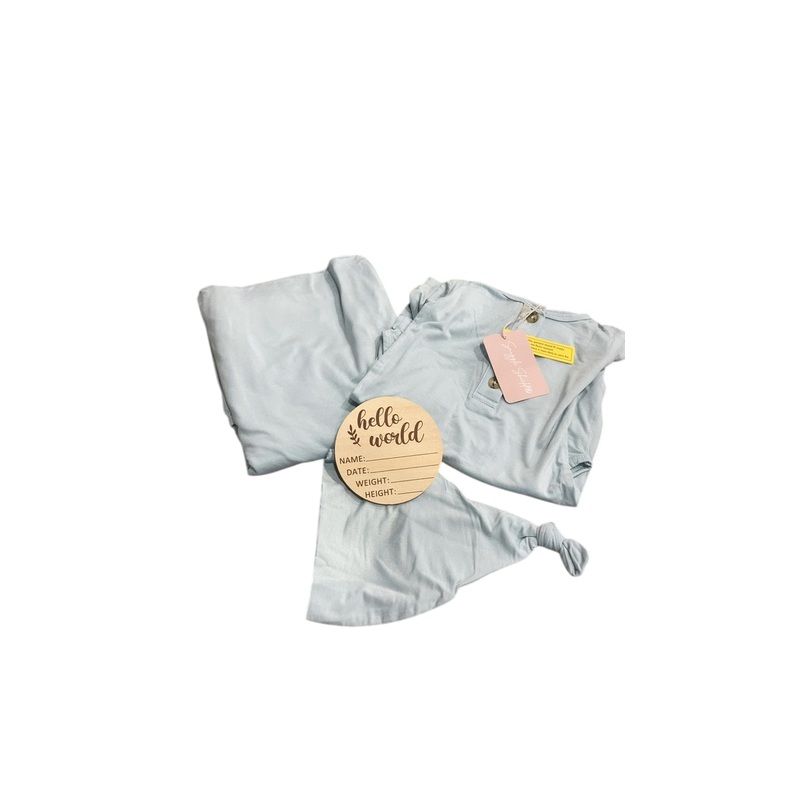 Snuggle Shield LUXE Bamboo Newborn Gown Set, Sky Blue