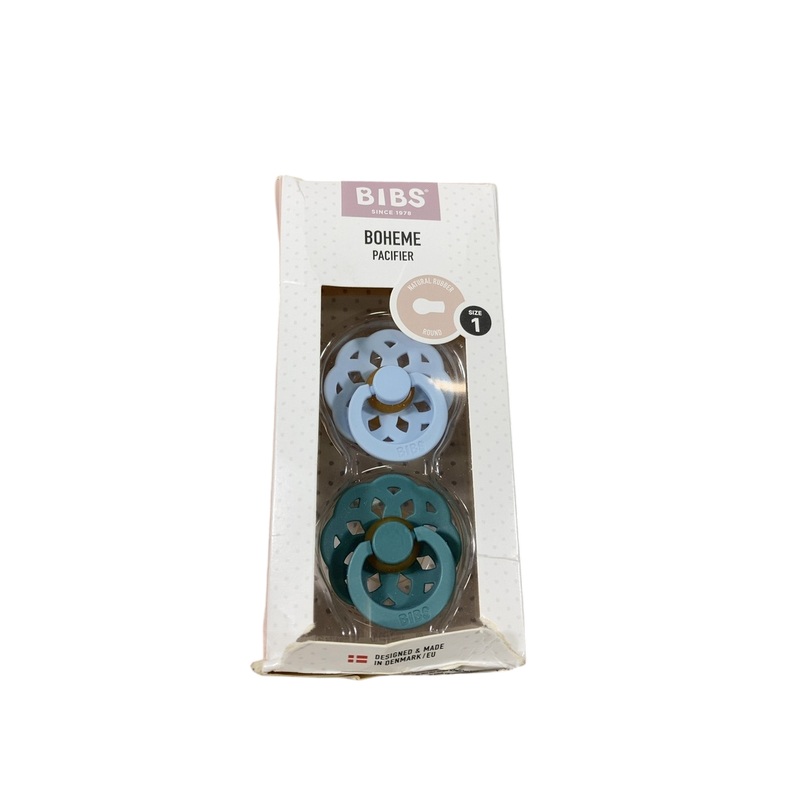BIBS Boheme Natural Rubber Pacifier 2 Pack, Baby Blue/Island Sea, Size (6+ months)