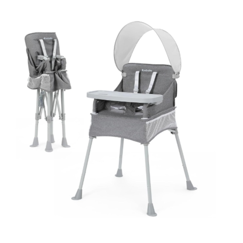 Ezebaby Baby Portable High Chair with Sun Canopy, Grey
