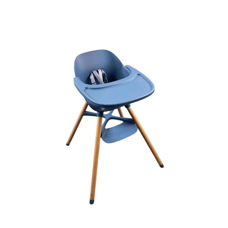 Lalo 3 in 1 High Chair Kit, Blueberry, Grey Multi, Natural Wood