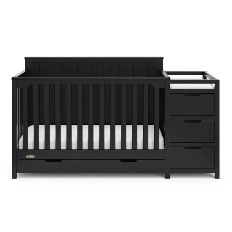 Hadley 5-in-1 Convertible Crib and Changer with Drawer – Black