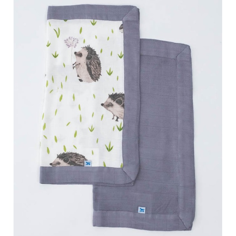 Little Unicorn Deluxe Muslin Security Blanket, 2 Pack – Hedgehog + Charcoal
