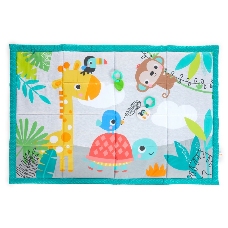 Bright Starts Roam About Jumbo Plush Baby Activity Play Mat, Foldable and Machine Washable – Newborn and up