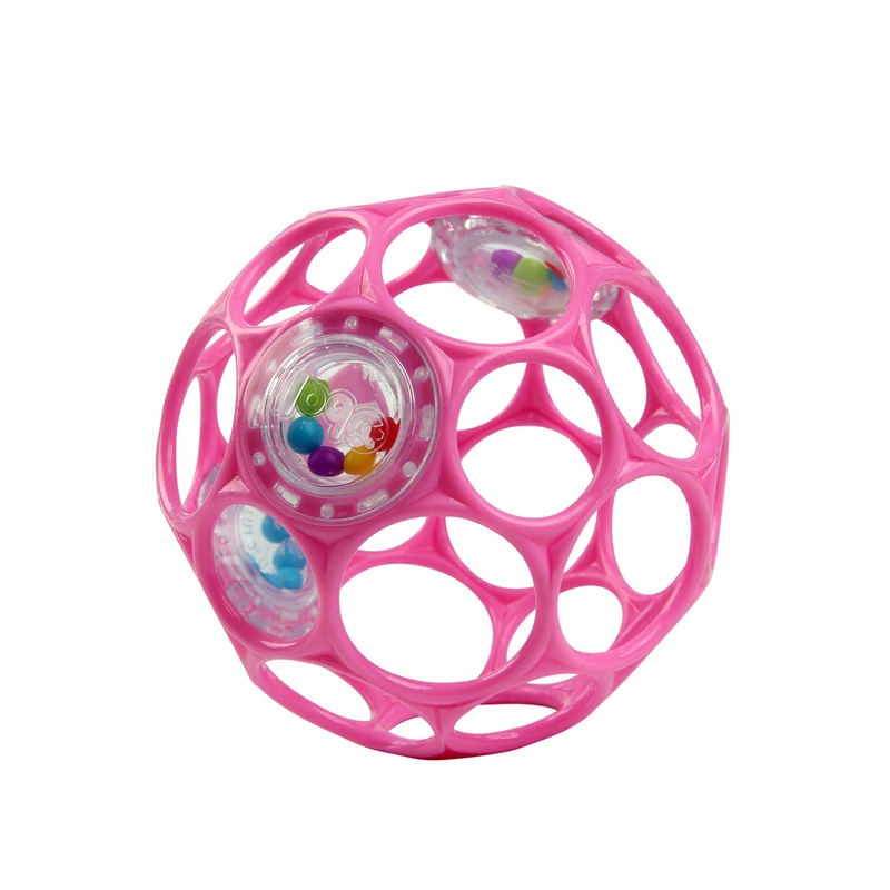 Oball Easy Grasp Rattle BPA-Free Infant Toy in Pink, 4″