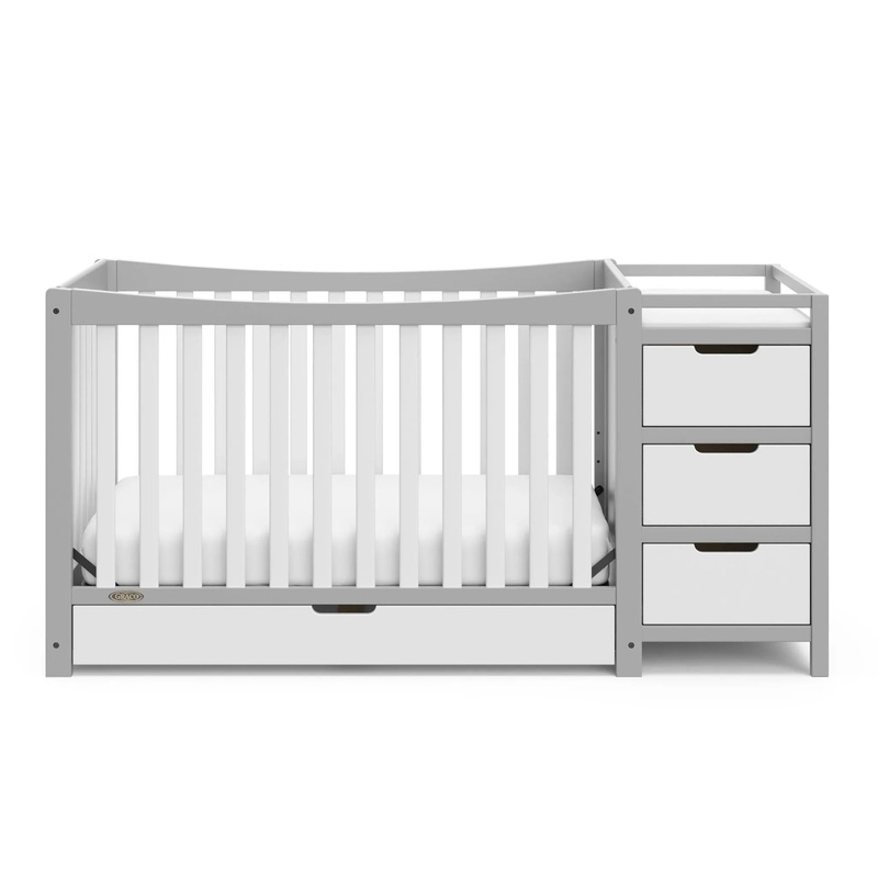 Remi 4-in-1 Convertible Crib and Changer – Pebble Gray/White
