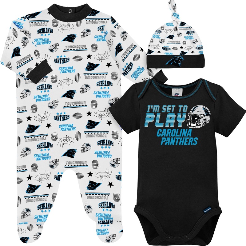 3-Piece Baby Boys Panthers Bodysuit, Sleep ‘N Play & Cap Set
