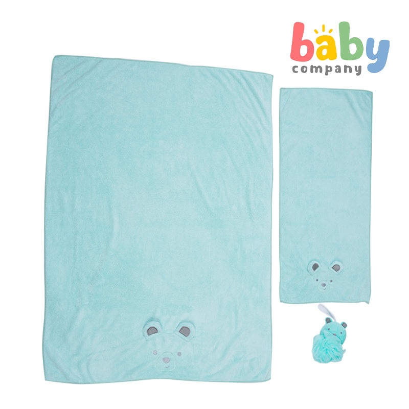 Bloom Coral 3-Piece Baby Bath Set – Blue Bear