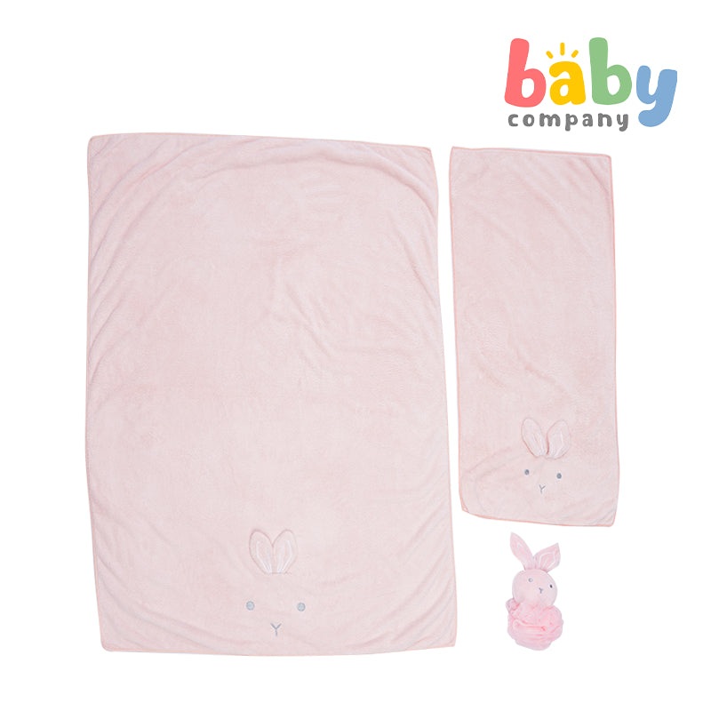 Bloom Coral 3-Piece Baby Bath Set – Pink Bunny