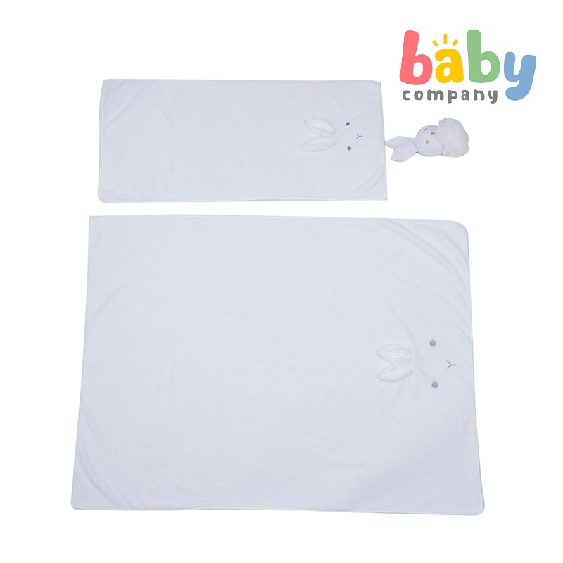 Bloom Coral 3-Piece Baby Bath Set – White Bunny