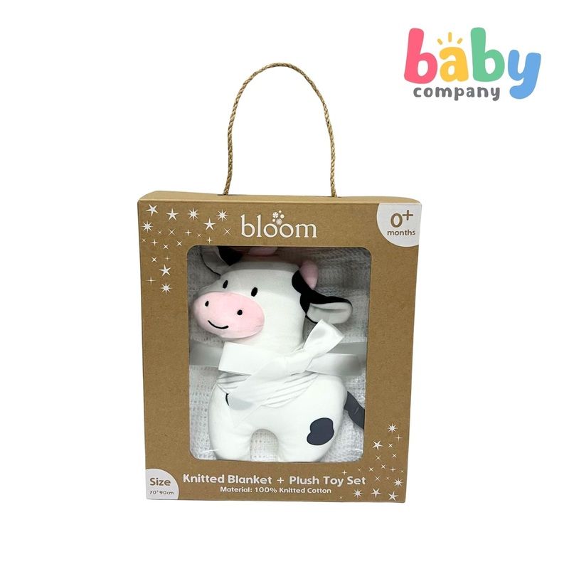 Bloom Baby Knitted Blanket With Plush Toy Set – Cow
