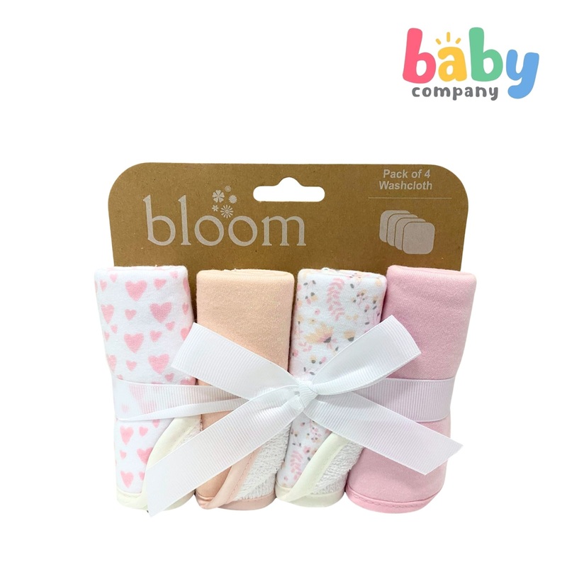 Bloom Baby Washcloth Pack of 4 – Heart and Flower