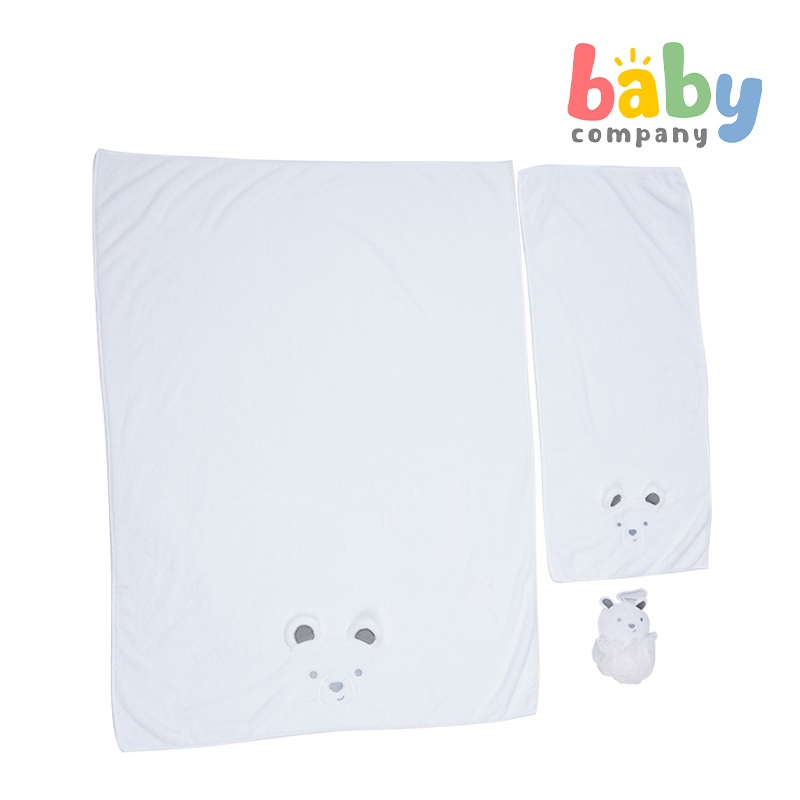 Bloom Coral 3-Piece Baby Bath Set – White Bear